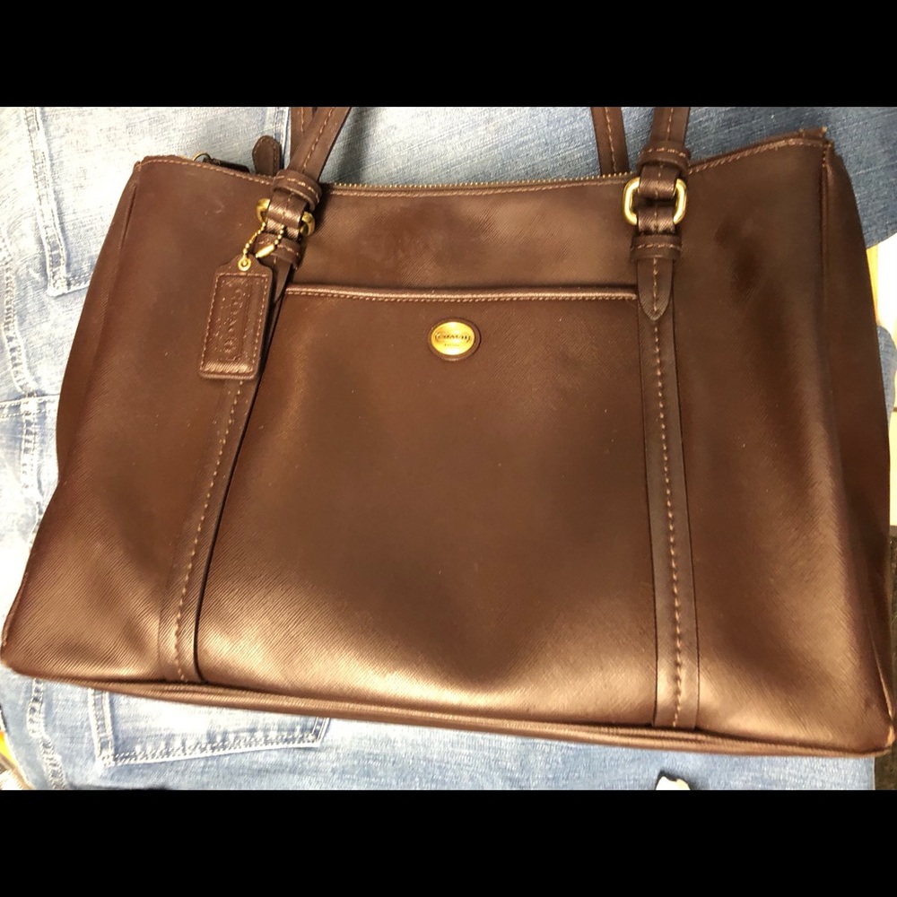 Coach Leather Satchel Handbag Brown